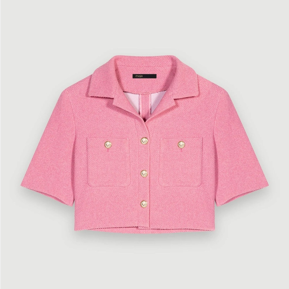 CURRENT COLLECTION - Maje Cropped Tweed Jacket Pink
